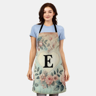 Monogramm-Name vintage romantische Herzen rosa flo Schürze