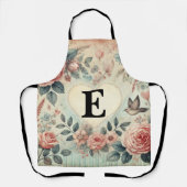 Monogramm-Name vintage romantische Herzen rosa flo Schürze (Vorderseite)