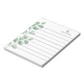 Monogramm Name Wasserfarbe Eukalyptus Schwarz Umra Notizblock (Rotiert)