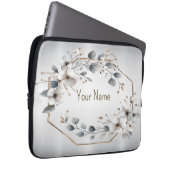 Monogramm Name Wasserfarbe Weißer Blume Goldener R Laptopschutzhülle (Vorne Rechts)