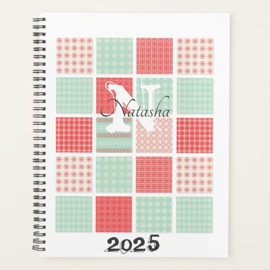 Monogramm Name Wasserfarbmuster Muster 2025 Planer (Vorderseite)