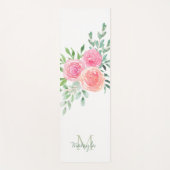Monogramm Name Watercolor Floral Yogamatte (Vorderseite)