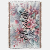 Monogramm Name Weihnachten Blumenpastellfarbe Decke (Vorderseite Vertikal)