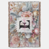 Monogramm Name Weihnachten Blumenpastellfarbe Decke (Vorderseite Vertikal)