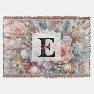 Monogramm Name Weihnachten Blumenpastellfarbe Decke