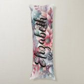 Monogramm Name Weihnachten Blumenpastellfarbe Seitenschläferkissen (Vorderseite Vertikal)