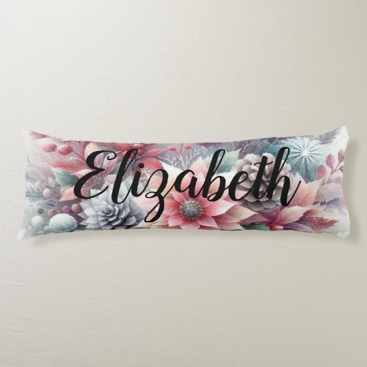 Monogramm Name Weihnachten Blumenpastellfarbe Seitenschläferkissen (Vorderseite)