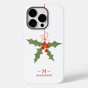 Monogramm-Name-Weihnachten-Stechpalme-Winterflor Case-Mate iPhone 14 Pro Hülle