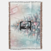 Monogramm-Name Weihnachtsbaum Blumen Wasserfarbe Decke (Vorderseite Vertikal)