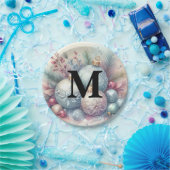 Monogramm-Name Weihnachtsbaum-Ornamente Wasserfarb Pappteller (Party)