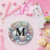 Monogramm-Name Weihnachtsbaum-Ornamente Wasserfarb Pappteller (Party)