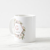 Monogramm & Name Weihnachtsgrün Kaffeetasse (Vorderseite Links)