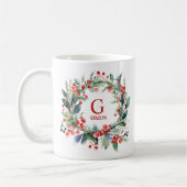 Monogramm Name Weihnachtsgrün Kaffeetasse (Links)