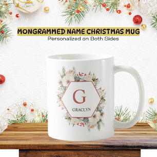 Monogramm & Name Weihnachtsgrün Kaffeetasse