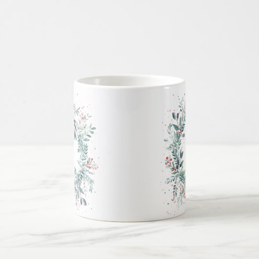 Monogramm Name Weihnachtsgrün Kaffeetasse (Mittel)