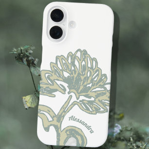 Monogramm Name White Sage Floral Minimaler botanis iPhone 16 Hülle