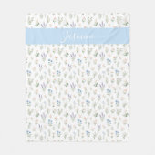 Monogramm Name Wildblume Blau Lavendel Boho Fleecedecke (Vorderseite)