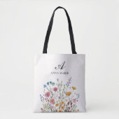 Monogramm Name Wildblume Boho Chic Tasche (Vorderseite)