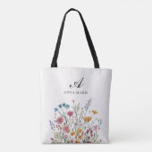 Monogramm Name Wildblume Boho Chic Tasche (Rückseite)