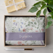 Monogramm Name Wildblume Boho Lavendel Mohnblumen Seidenpapier (Geschenk)
