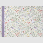 Monogramm Name Wildblume Boho Lavendel Mohnblumen Seidenpapier (Vorderseite)