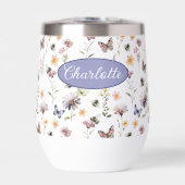 Monogramm Name Wildblumen Lila Aquarell (Vorderseite)
