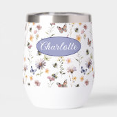 Monogramm Name Wildblumen Lila Aquarell (Rückseite)