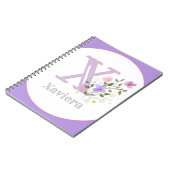 Monogramm & Name Xaviera mit Blumen Notizblock (Linke Seite)