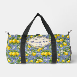 Monogramm-Name Zitronenblaues Französisches Landfl Duffle Bag