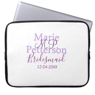 Monogramm Namen Buchstaben Brautjungfer Hochzeit J Laptopschutzhülle