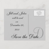 Monogramm, Namen, Datum, Hochzeitskarte Ankündigungspostkarte (Rückseite)