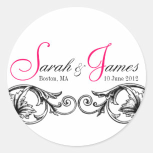 Monogramm-Namen Datum Ort Hochzeitkleber Runder Aufkleber