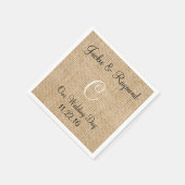 Monogramm-Namen Datum Rustikales Burlap-Monogramm Serviette (Ecke)