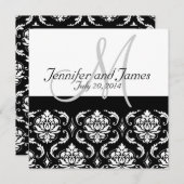 Monogramm-Namen der Black Damask Einladungen (Vorne/Hinten)