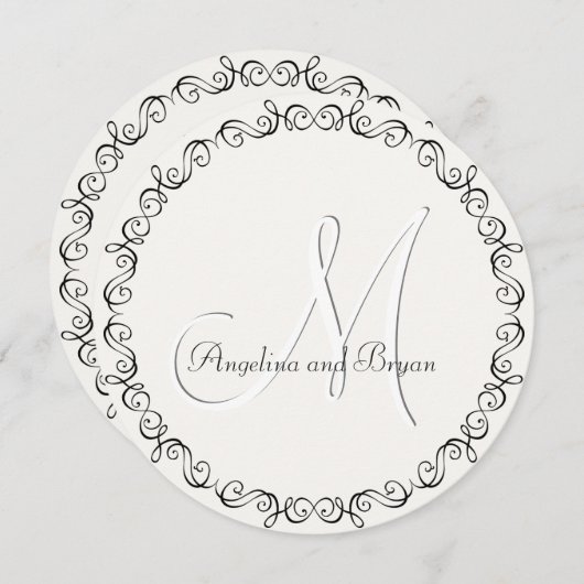 Monogramm-Namen Einladung (Vorne/Hinten)