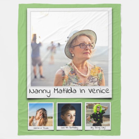 Monogramm-Namen Pistachio Green Large Fleecedecke (Vorderseite)