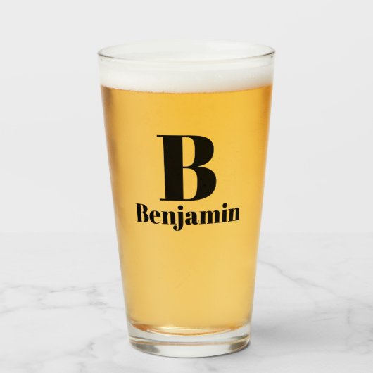 Monogramm-Namens-Einfachbierglas Glas (Vorne (Gefüllt))