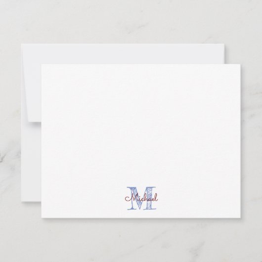 Monogramm Namens Notizkarte für Jungen Mitteilungskarte (Vorderseite)