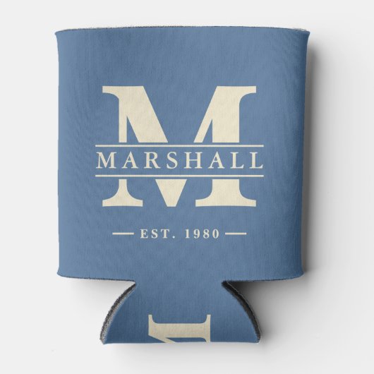 Monogramm & Namens-Overlay Capri Blau Dosenkühler (Vorderseite)