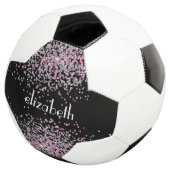 Monogramm Namensinitialen Schwarz Pink Silber Glit Fußball (Dreiviertel)