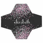 Monogramm Namensinitialen Schwarz Pink Silber Glit Fußball (Flach)