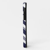 Monogramm-Namensmarine-Blau-weißes Zickzack Muster Case-Mate iPhone Hülle (Hinten/Links)