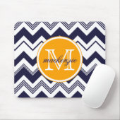 Monogramm-Namensmarine-Blau-weißes Zickzack Muster Mousepad (Mit Mouse)