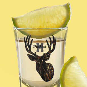 Monogramm-Namensrotwild-Camouflage-Jagd-Mann-Sport Schnapsglas