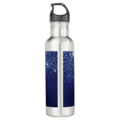 Monogramm-Namensschild für Blue Glitzer Edelstahlflasche (Rückseite)