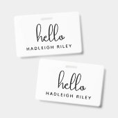 Monogramm Namensschild Hallo Ausweis (Vorder- & Rückseite)