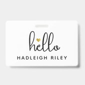 Monogramm Namensschild Hello Ausweis (Vorderseite)