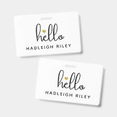 Monogramm Namensschild Hello Ausweis (Vorder- & Rückseite)