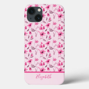Monogramm Namensschrift Rosa Floral Elegant Trendi Case-Mate iPhone Hülle