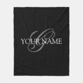 Monogramm Namensschrift Schwarz Grau Fleecedecke (Vorderseite)